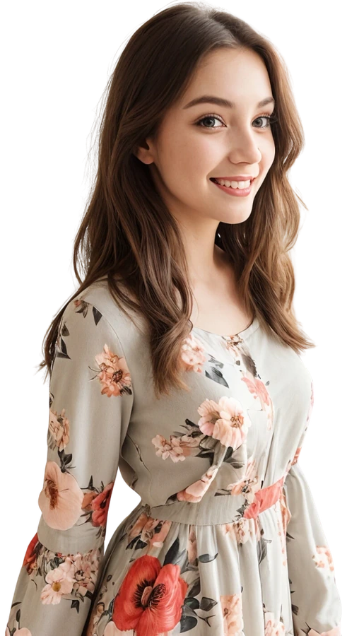 Brunette companion character wearing a floral dress